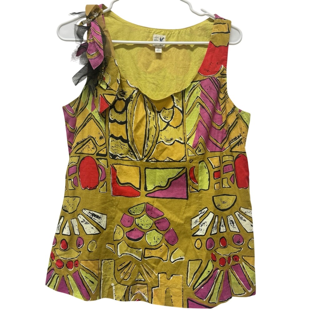 Edme & Esyllte Anthropologie Tank Top Womens 8 Yellow‎ Abstract Geometric Cotton